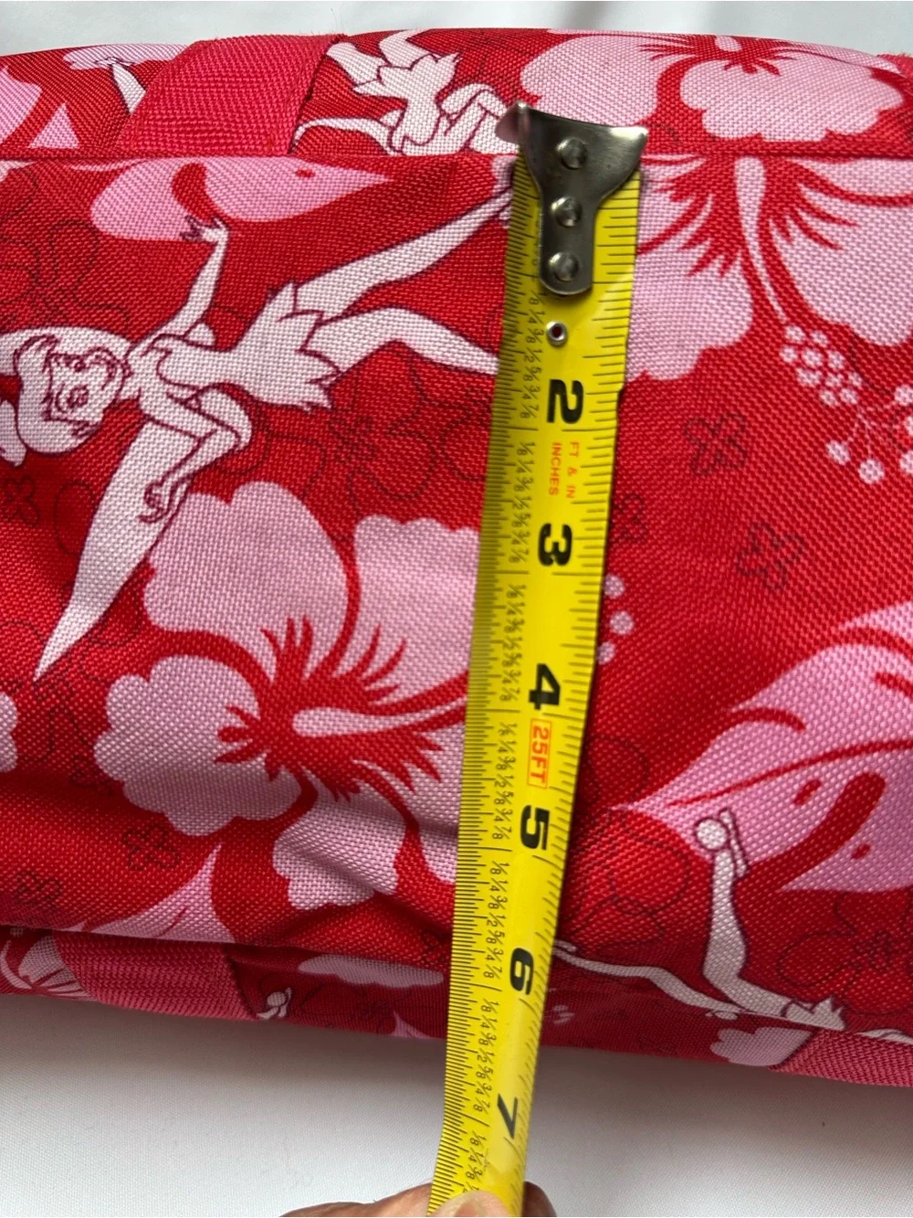 DISNEY TRADER JOE’S PRINT TINKER BELL DUFFEL TRAVEL BAG HAWAIIAN HIBISCUS FLORAL